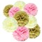 Wrapables Set of 18 Tissue Pom Pom Party Decorations for Weddings, Birthday Parties Baby Showers and Nursery Decor, Pink/Ivory/Tan